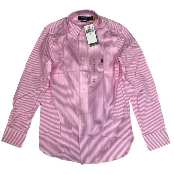 Polo Ralph Lauren | Shirts & Tops | Polo Ralph Lauren Boys Slim Striped  Cotton Dress Shirt Easter Pink Size 2 | Poshmark